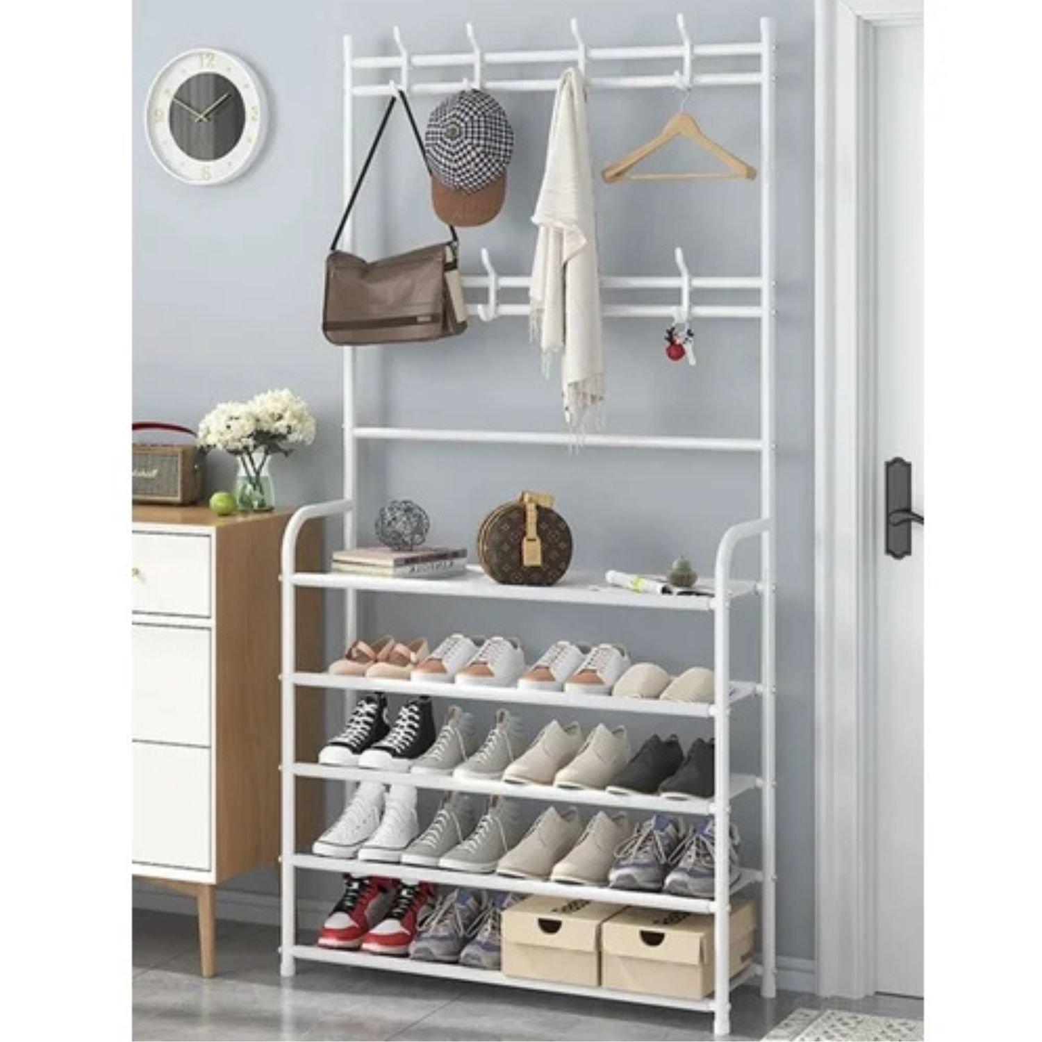 מעמד נעליים ובגדים עם 5 מדפים
